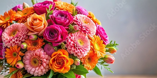 Bouquet of colorful pink and orange flowers, bunch, flowers, pink, orange, petals, floral, arrangement, vibrant, colorful, spring © Sompong