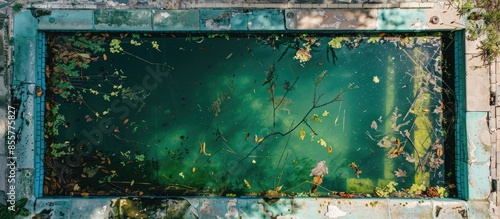 A pool with dirty green wat...