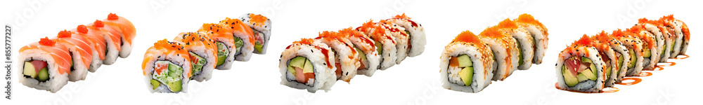 PNG Sushi Japanese food cut out element set PNG Sushi Japanese food cut out element set