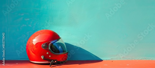 Red helmet on a pastel back...