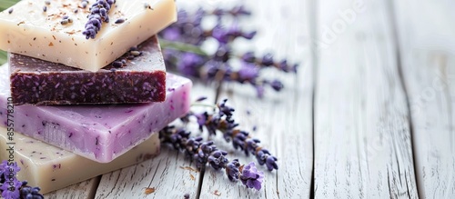 Bars of handmade soap with ...