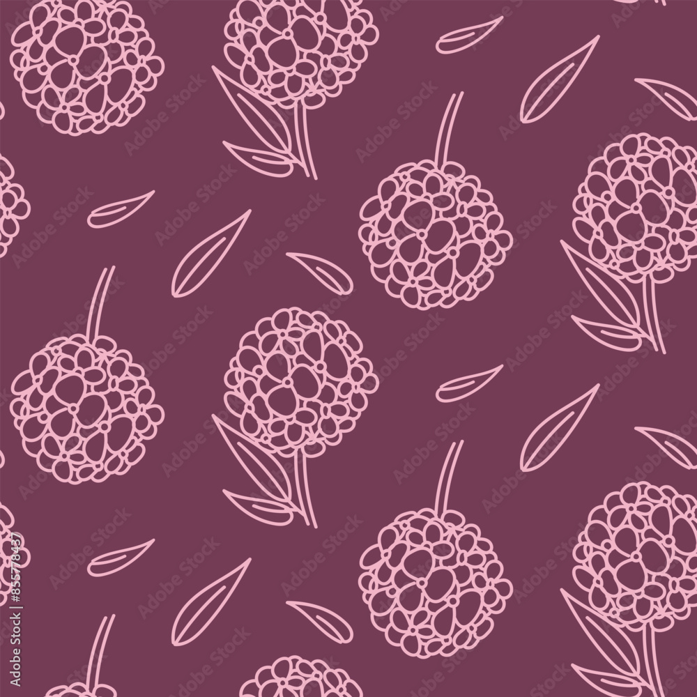 A doodle illustration pattern in the form of a pink hydrangea with leaves. Seamless freehand drawing with a wide line. shades of pink on purple. Romantic silhouette for a holiday on wedding cards A doodle illustration pattern in the form of a pink hydrangea with leaves. Seamless freehand drawing with a wide line. shades of pink on purple. Romantic silhouette for a holiday on wedding cards