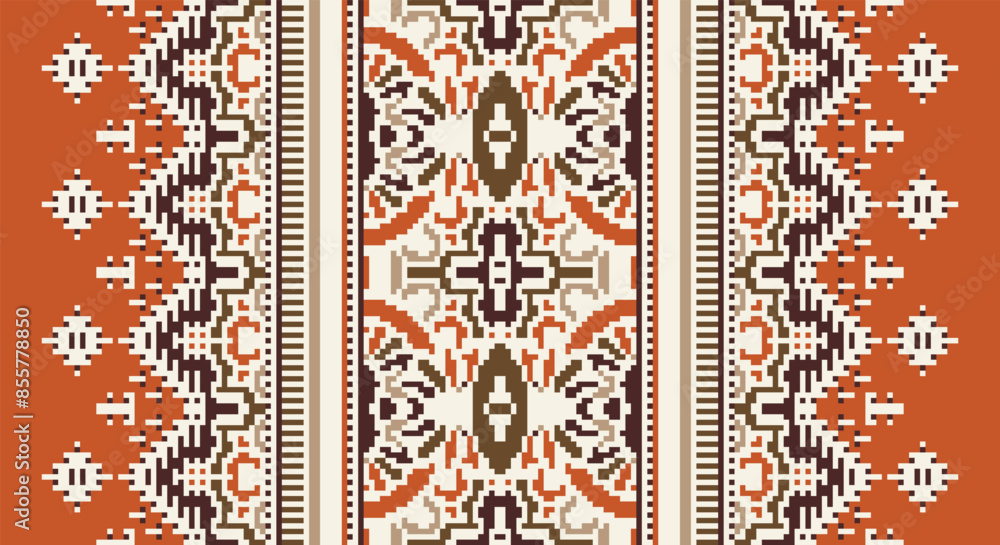 Ethnic Style Vector Seamless Pattern. Pixel Unique Geometric Vector Swatch. Ikat Perfect for Screen Background. Ethnic Style Vector Seamless Pattern. Pixel Unique Geometric Vector Swatch. Ikat Perfect for Screen Background.