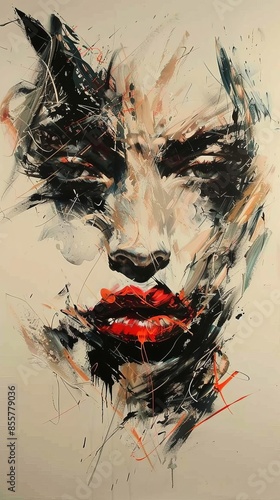 23 Expressive face with intense emotion bold strokes photo