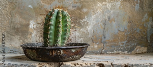 cactus in old pan . with co...