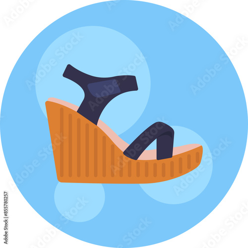 Iconic representation of trendy wedge sandals, ideal for summer outings and everyday wear.