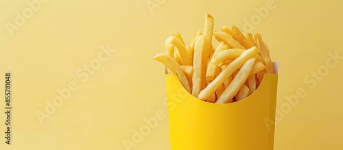 French fries on pastel back...