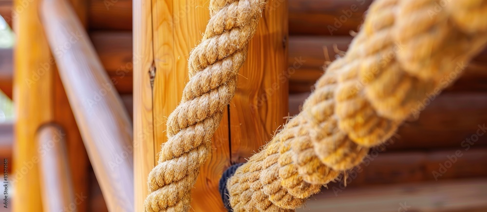 Curved woven hemp rope as decoration and security element for the ...