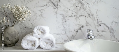 White towel and tap on marb...