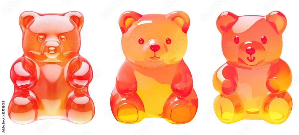 3D gummy bear png cut out element set 3D gummy bear png cut out element set