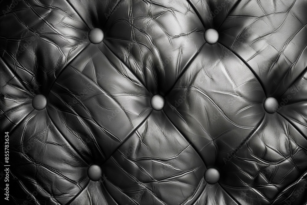 Fototapeta premium Black buttoned armchair. Luxury bedroom furniture. Dark headboard