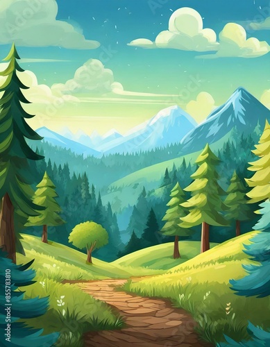 Chemin au milieu d'une prairie dans la foret 