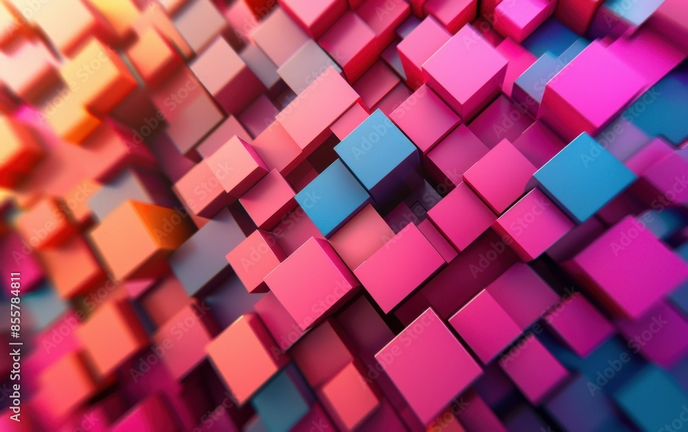 A colorful image of pink and blue blocks arranged in a pattern. The blocks are arranged in a way that creates a sense of depth and texture. The image has a playful and vibrant mood, with the colors A colorful image of pink and blue blocks arranged in a pattern. The blocks are arranged in a way that creates a sense of depth and texture. The image has a playful and vibrant mood, with the colors