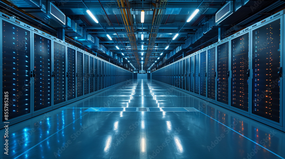 Technology company data center interior Technology company data center interior