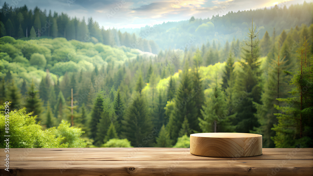 Background for the product in a natural style, Background there is a forest Background for the product in a natural style, Background there is a forest