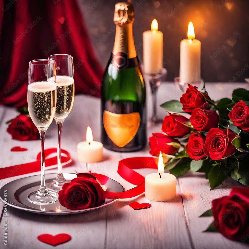 red rose and champagne red rose and champagne