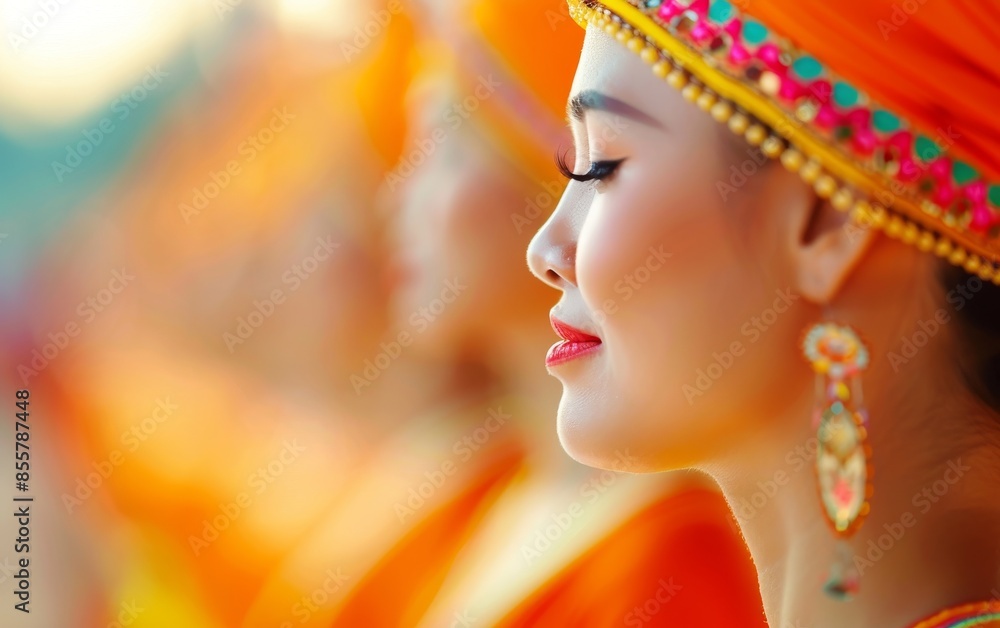 woman in orange sari with traditional indian jewelry. woman in orange sari with traditional indian jewelry.