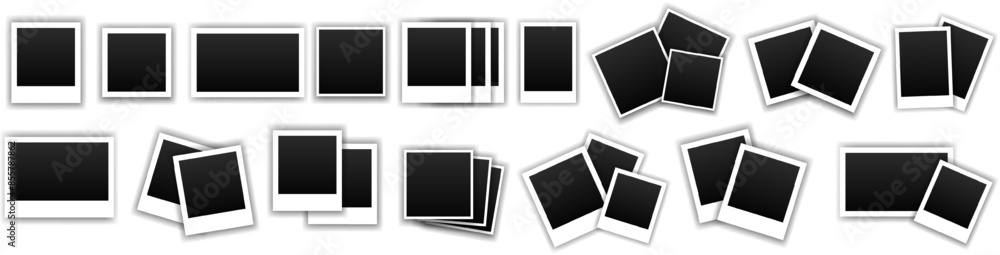 Realistic Polaroid photo frame with realistic shadows. Set ofPolaroid frame on transparent background. Empty retro snapshot image with white frames. Vector EPS 10 Realistic Polaroid photo frame with realistic shadows. Set ofPolaroid frame on transparent background. Empty retro snapshot image with white frames. Vector EPS 10