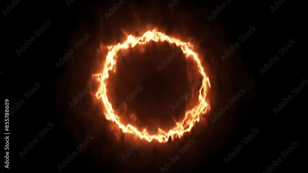 Glowing Red Fire shining Eclipse rotate in moving around black circle motion graphic Glowing Red Fire shining Eclipse rotate in moving around black circle motion graphic