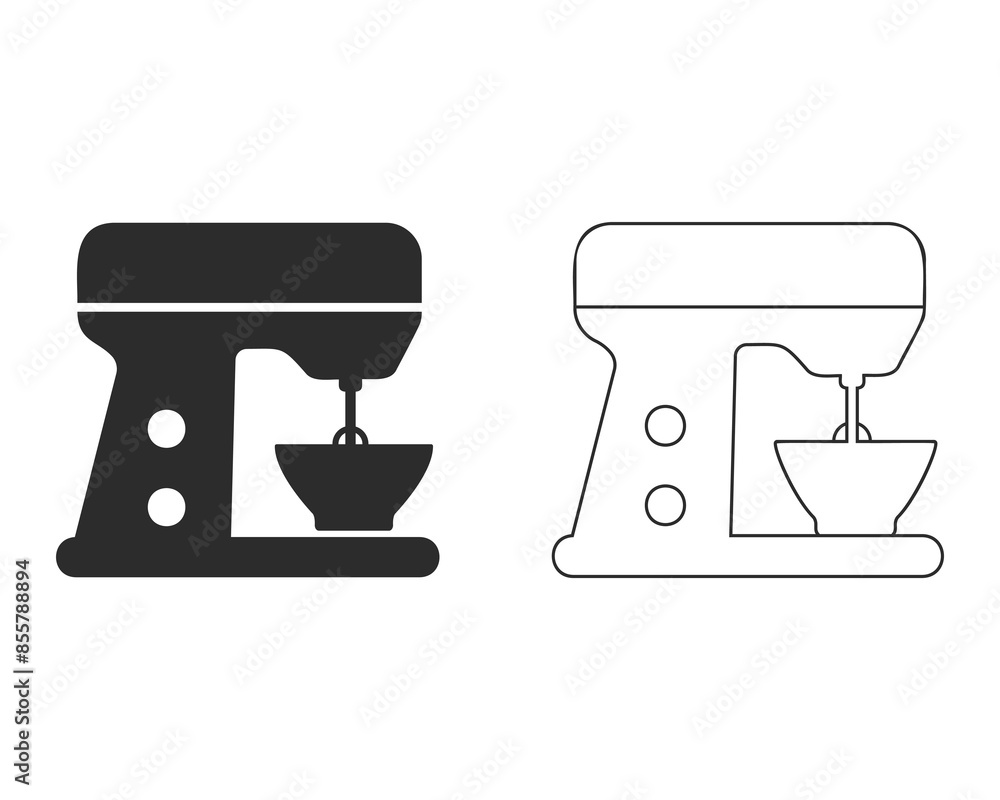 Fototapeta premium Kitchen mixer line icon flat vector sign