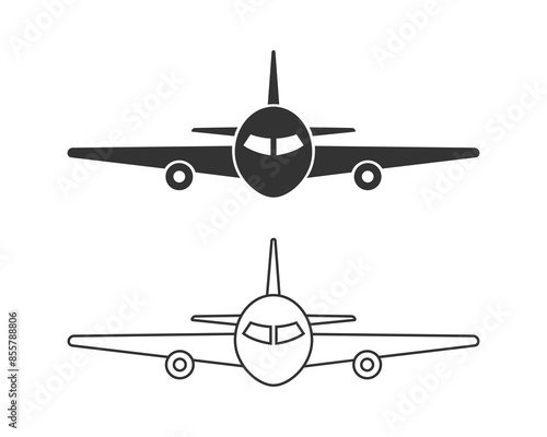 Airplane line icon design in modern flat style sign