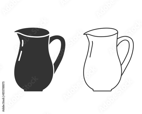 Jug Vector line Icon In Modern Flat Style Sign