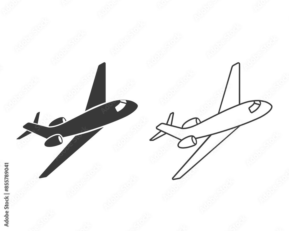 Vector plane line icon in modern flat style