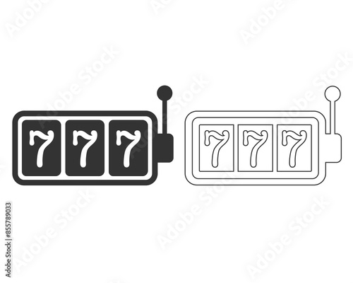 Vector image of slot machine line icon flat