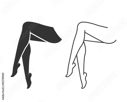 Woman legs line icon in flat style, vector