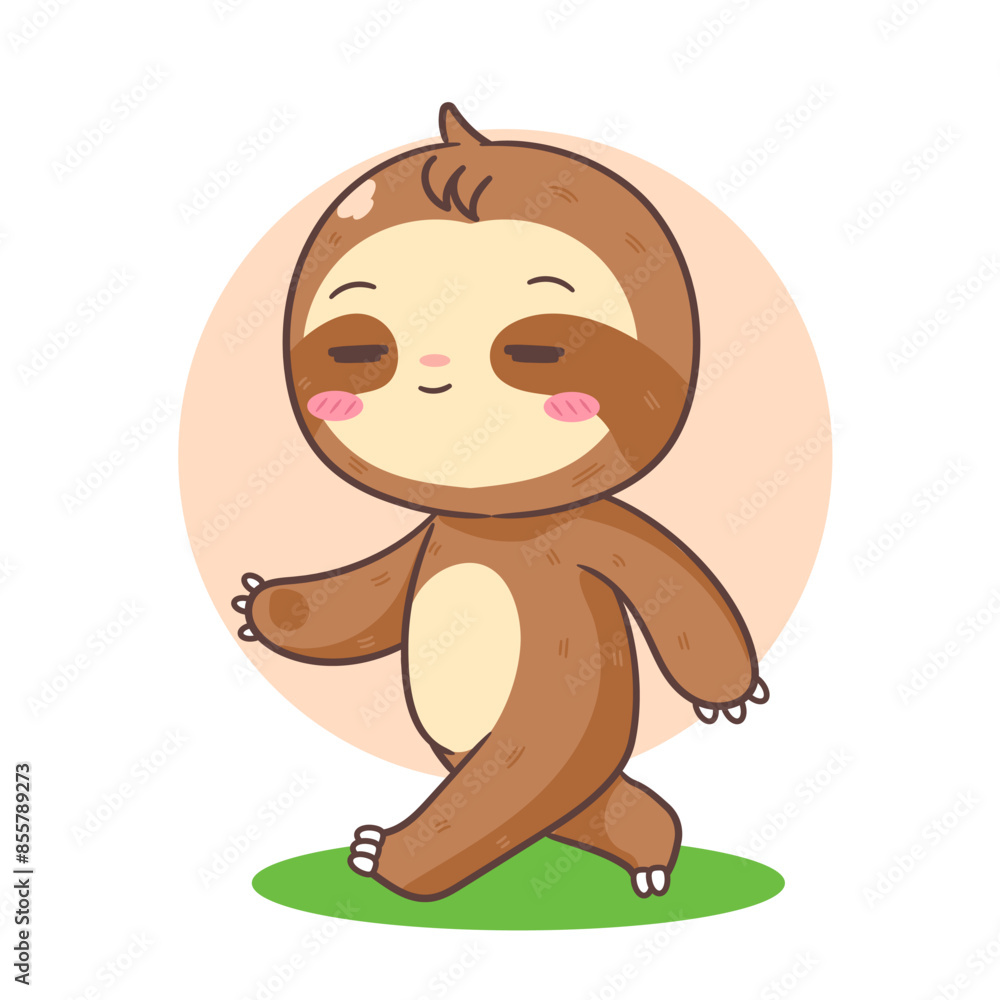 Cute Sloth Walking Cartoon Character. Adorable and Kawaii Animal Concept Design. Icon Mascot Vector Illustration Cute Sloth Walking Cartoon Character. Adorable and Kawaii Animal Concept Design. Icon Mascot Vector Illustration