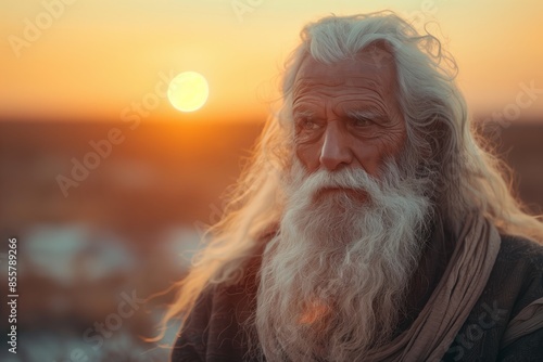 Ancient Patriarch at Desert Sunset photo