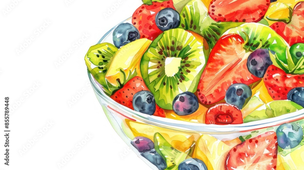Watercolor Painting of a Fruit Salad Watercolor Painting of a Fruit Salad
