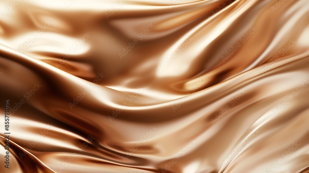 Fototapeta premium Elegant golden satin fabric with soft folds, smooth texture, and a luxurious opulent feel.
