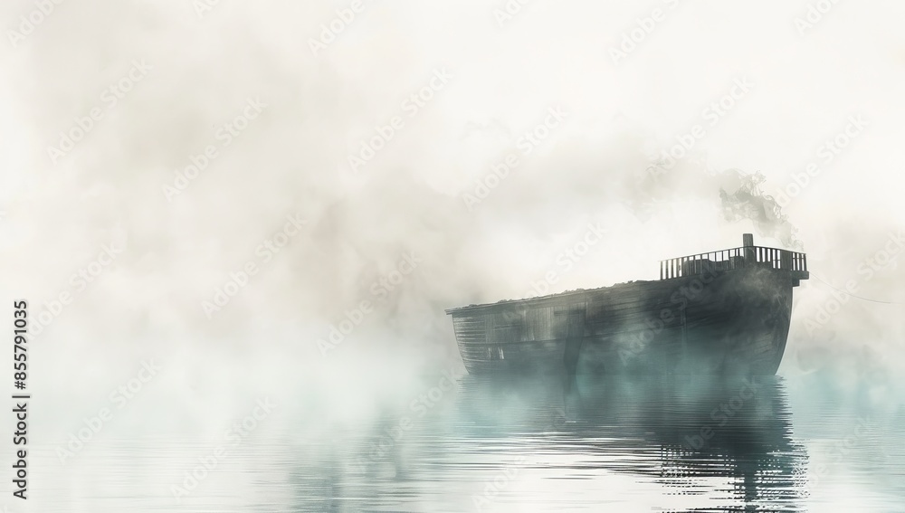 Fototapeta premium The Flood. Map of Noah's Ark. Old Testament Illustration in watercolor