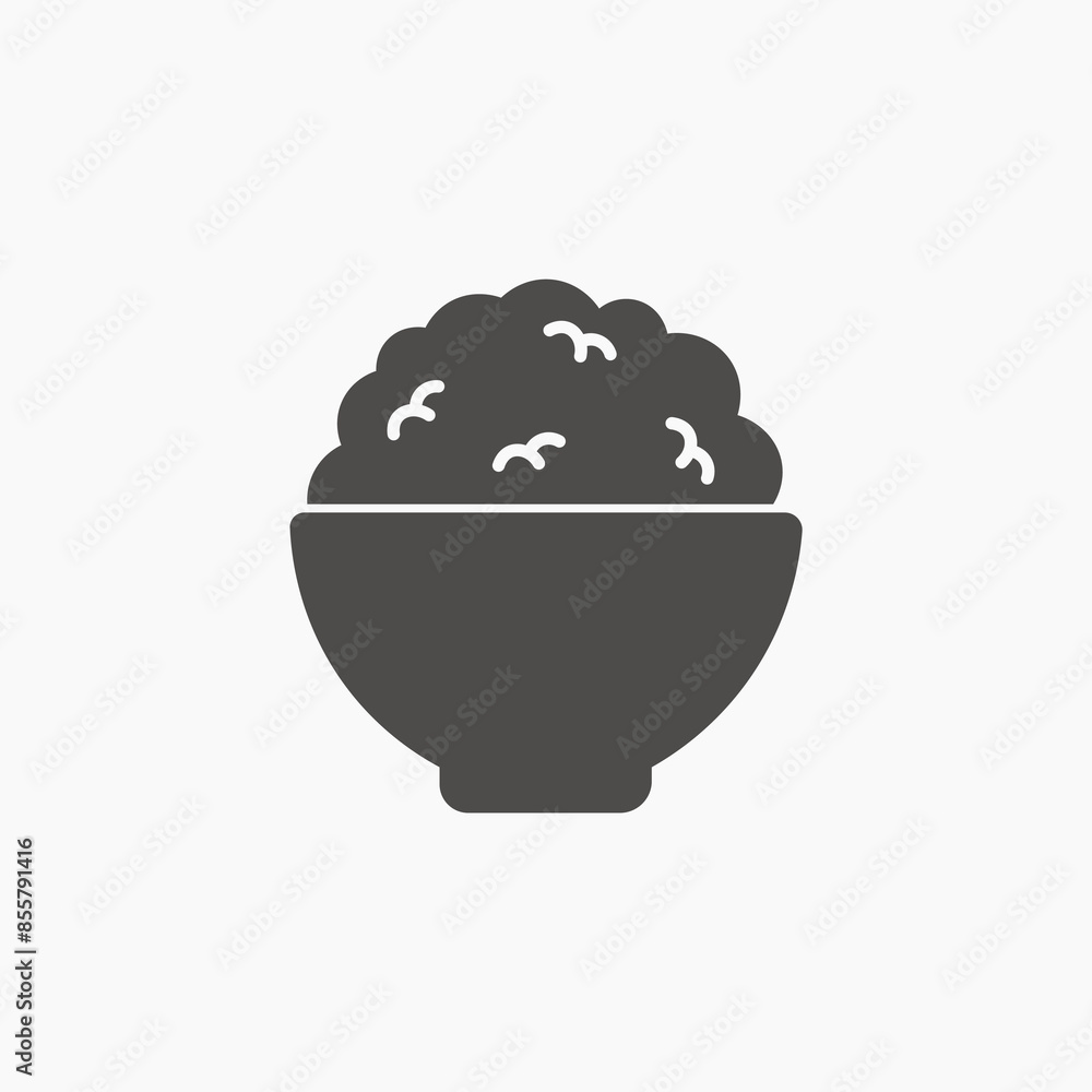 Rice bowl icon vector. Asian food, cooking symbol sign Rice bowl icon vector. Asian food, cooking symbol sign