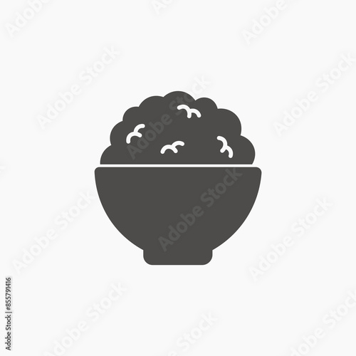 Rice bowl icon vector. Asian food, cooking symbol sign