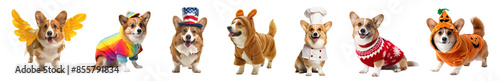 Corgis in various cute costumes png set © Rawpixel.com