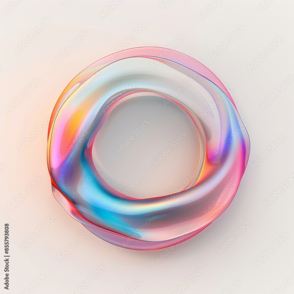 Obraz premium Y2K style blot Y-shaped liquid surface with holo reflection, modern volume spilled polish in 3D