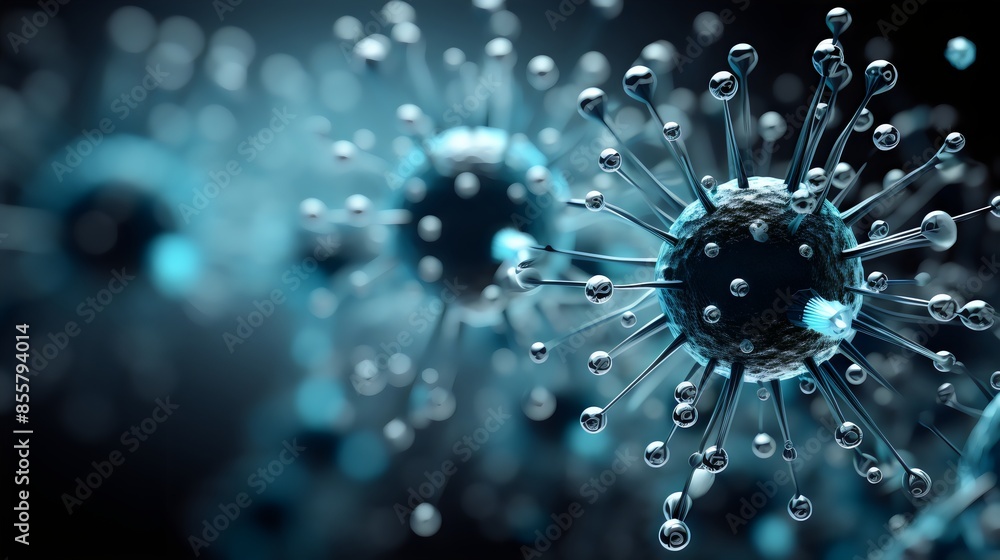 close up shot in virus in air macro simulation close up shot in virus in air macro simulation