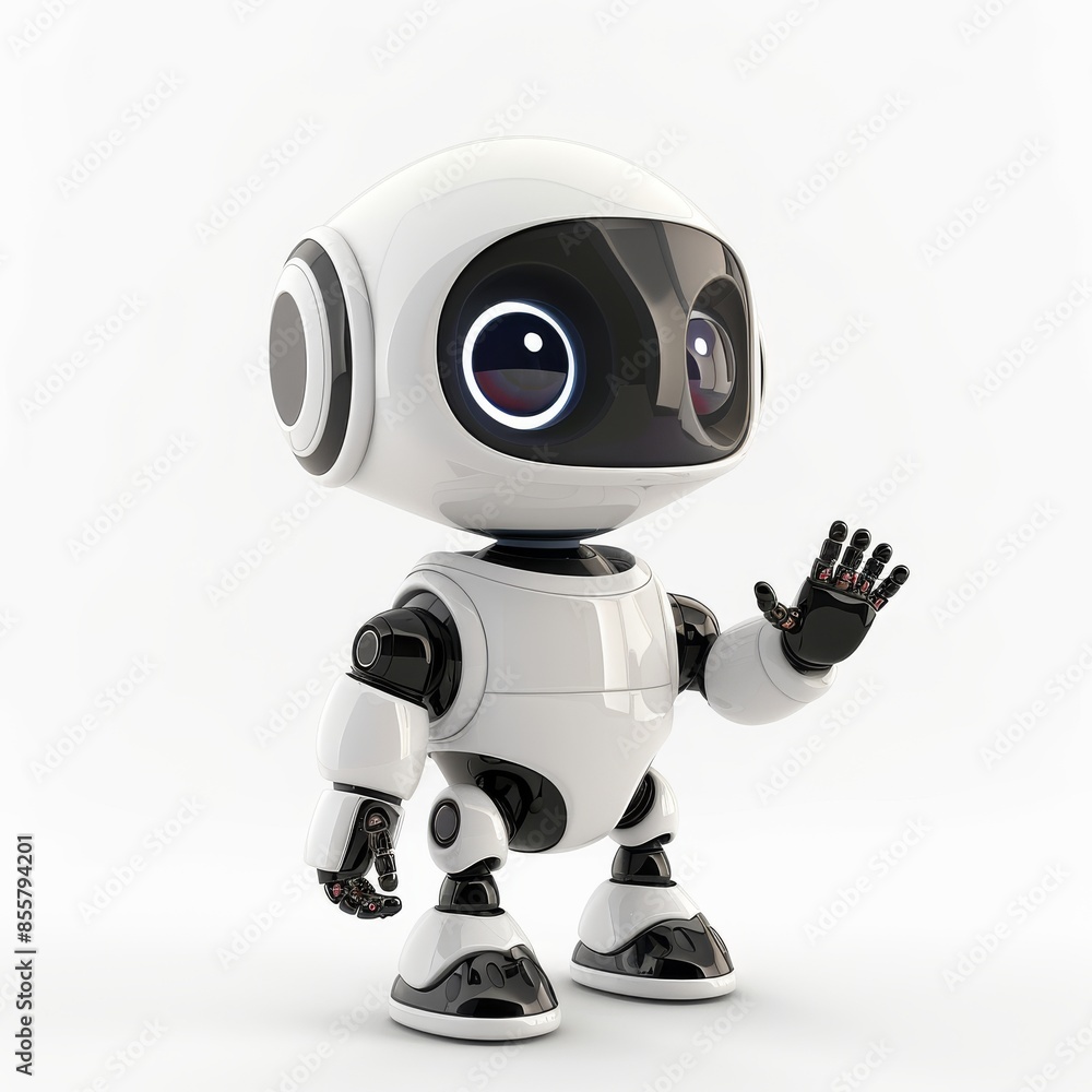 Chatbot robot greetings in 3D modern, rendering of artificial intelligence machine, online support robots Chatbot robot greetings in 3D modern, rendering of artificial intelligence machine, online support robots