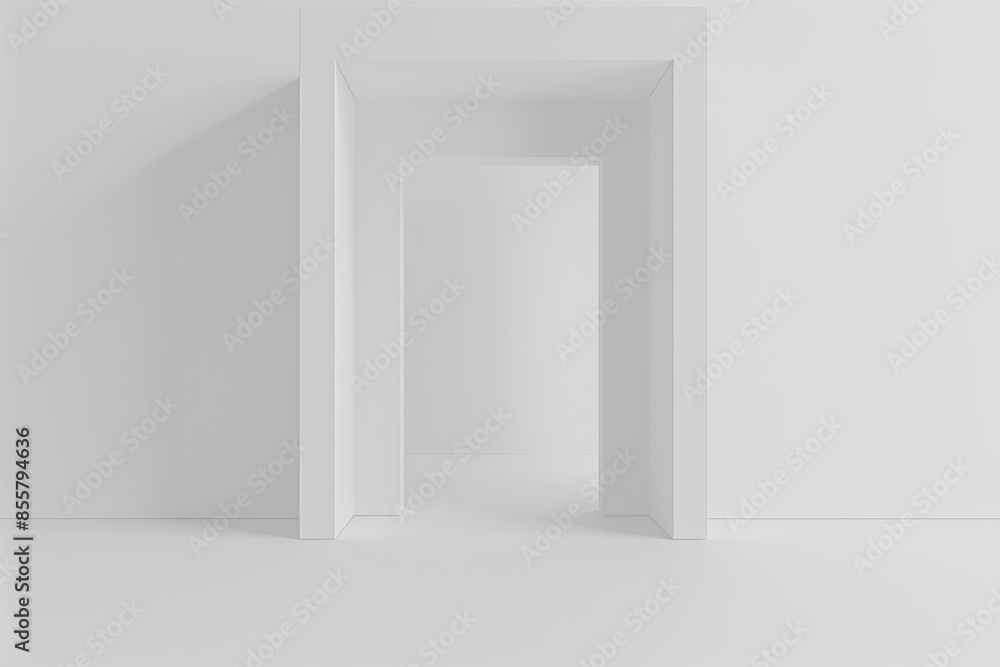 White minimalist multiple doorways concept White minimalist multiple doorways concept