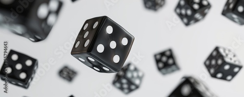 Game dice in 3D modern format. Background isolated.