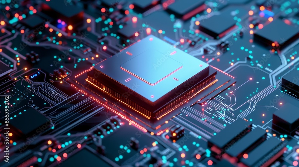 This is a 3D illustration of a futuristic glowing CPU quantum computer processor. This is a 3D illustration of a futuristic glowing CPU quantum computer processor.