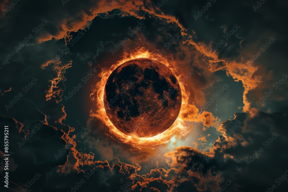 Fototapeta premium A solar eclipse occurs when the sun, moon, and earth align.