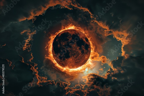 A solar eclipse occurs when the sun, moon, and earth align. photo