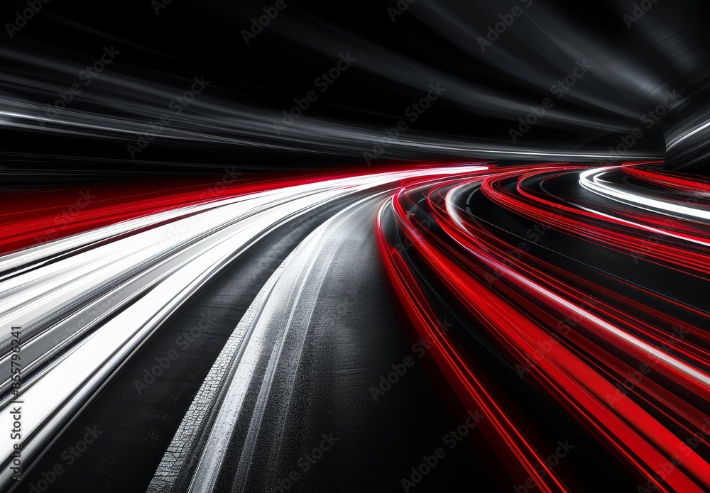 3D illustration of a stream of car light trails. 3D illustration of a stream of car light trails.