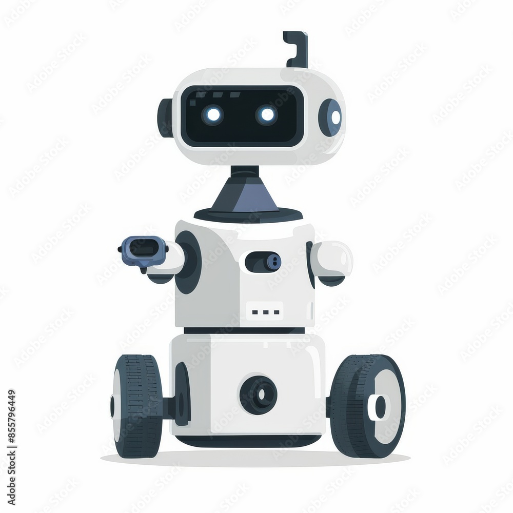 Fototapeta premium An isolated flat modern illustration of a Mars or lunar rover with a camera on a white background.