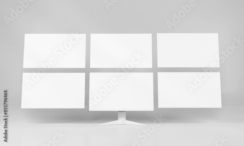 Blank white website screen mockup with monitor