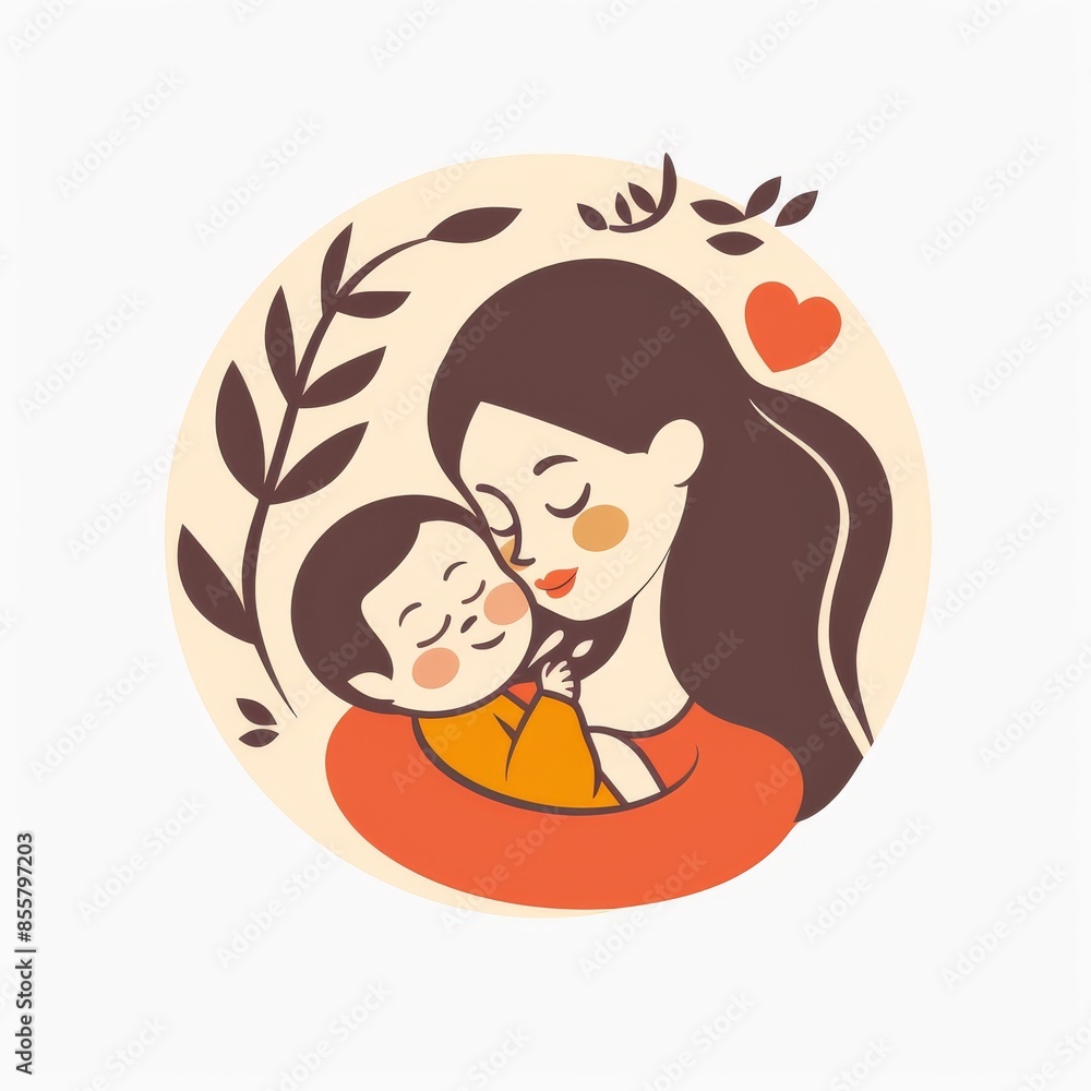 Breastfeeding mother and baby in flat modern illustration Breastfeeding mother and baby in flat modern illustration