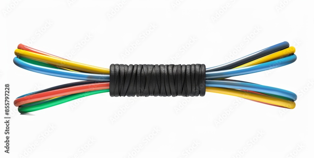 An illustration of wires in multicolored insulation on an electric cable. An illustration of wires in multicolored insulation on an electric cable.